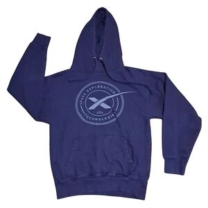 SpaceX Official Hoodie Mens Blue Hooded Sweatshirt Faded Sz Small